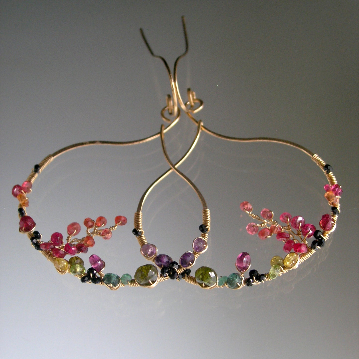 Sculptural Gemstone Gold Filled Earrings