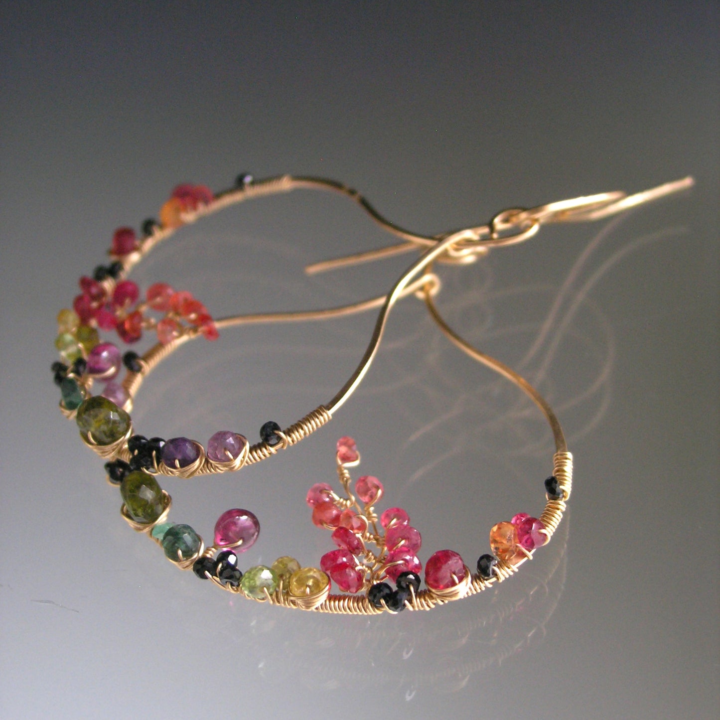 Sculptural Gemstone Gold Filled Earrings