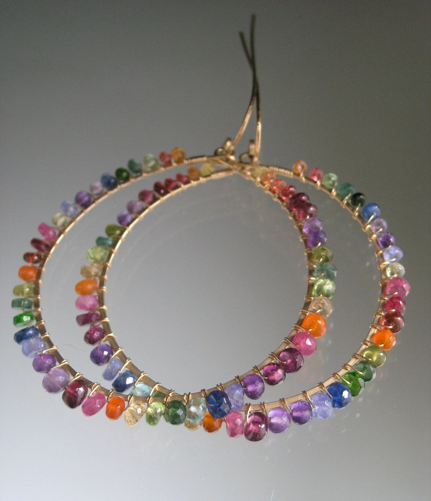 Multi Gemstone Front Facing Hoops