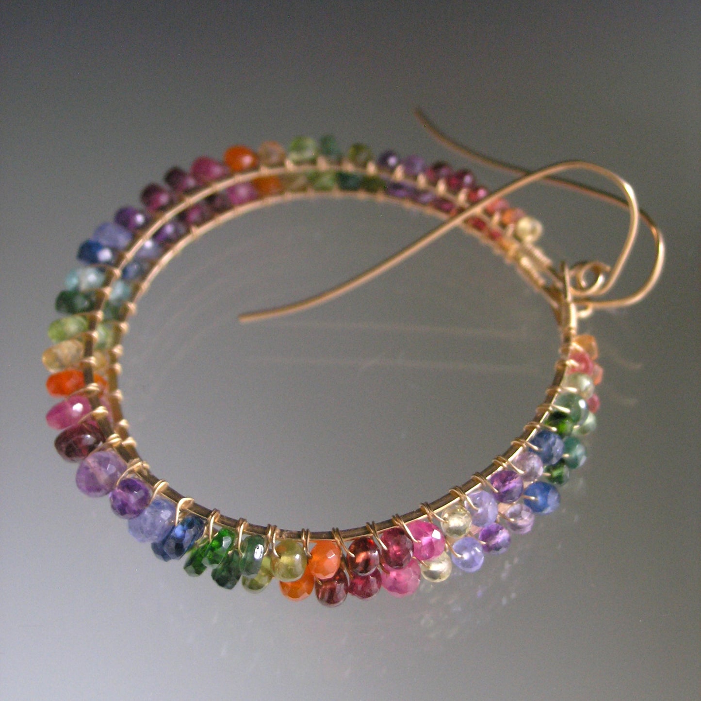 Multi Gemstone Front Facing Hoops