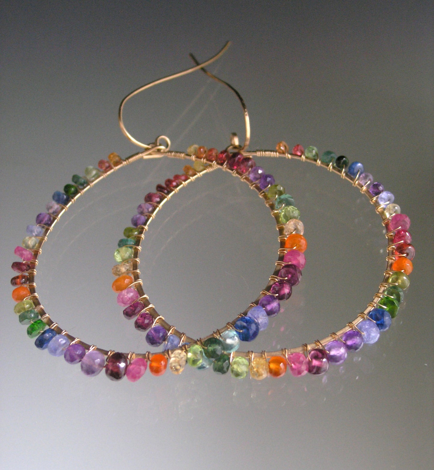 Multi Gemstone Front Facing Hoops