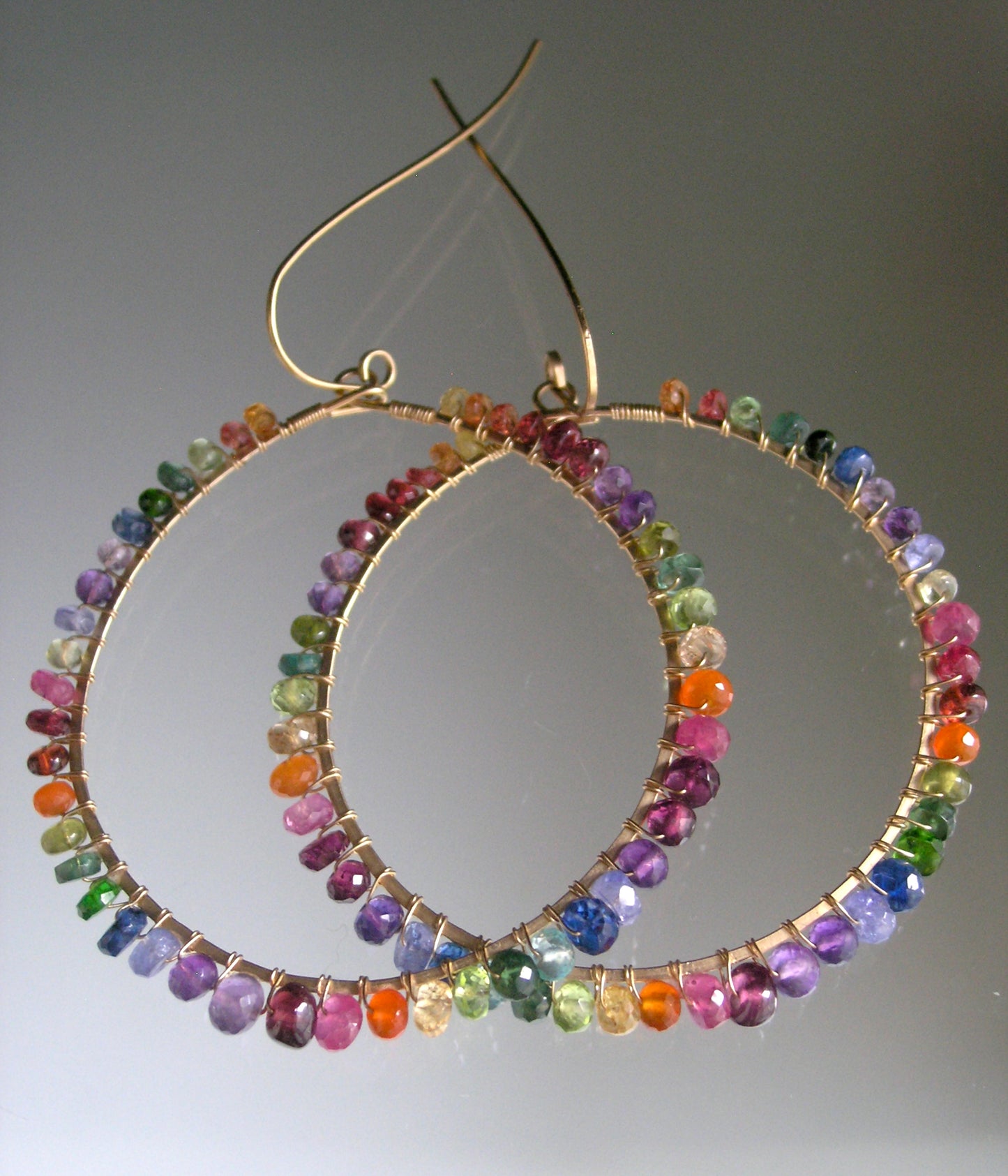Multi Gemstone Front Facing Hoops