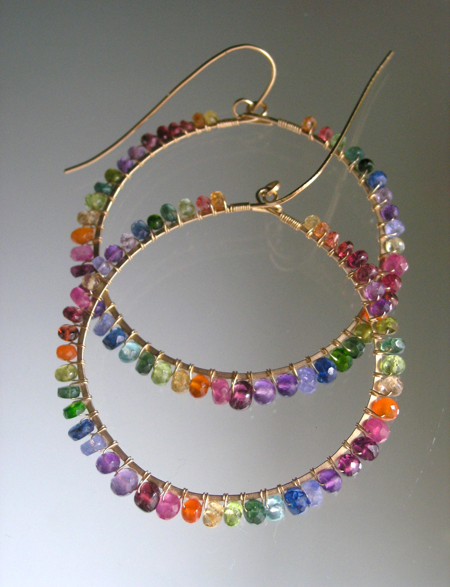 Multi Gemstone Front Facing Hoops
