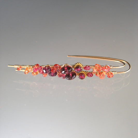 Sapphire Garnet Linear 14k Gold Filled Threader Earrings