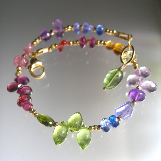 Vibrant Rainbow Gemstone Beaded Vermeil Bracelet