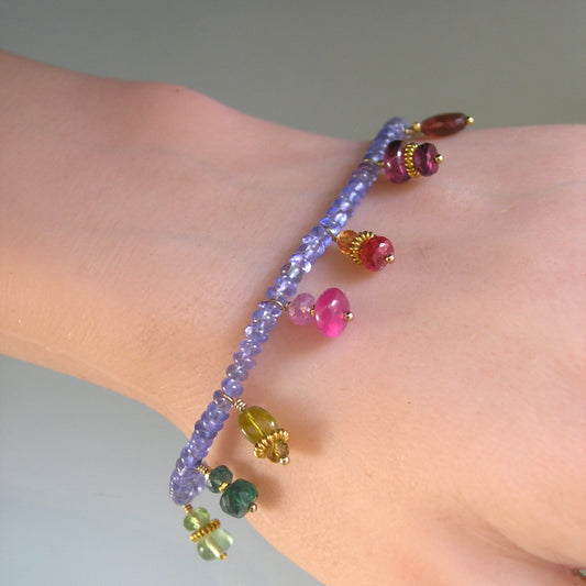 Tanzanite Bracelet w/ Multi Gemstone Charms
