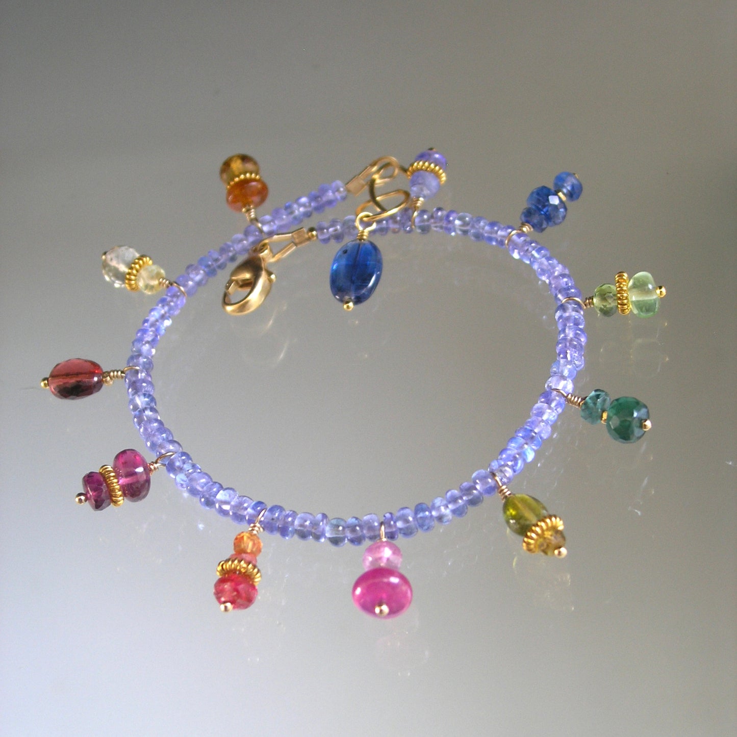 Tanzanite Bracelet w/ Multi Gemstone Charms