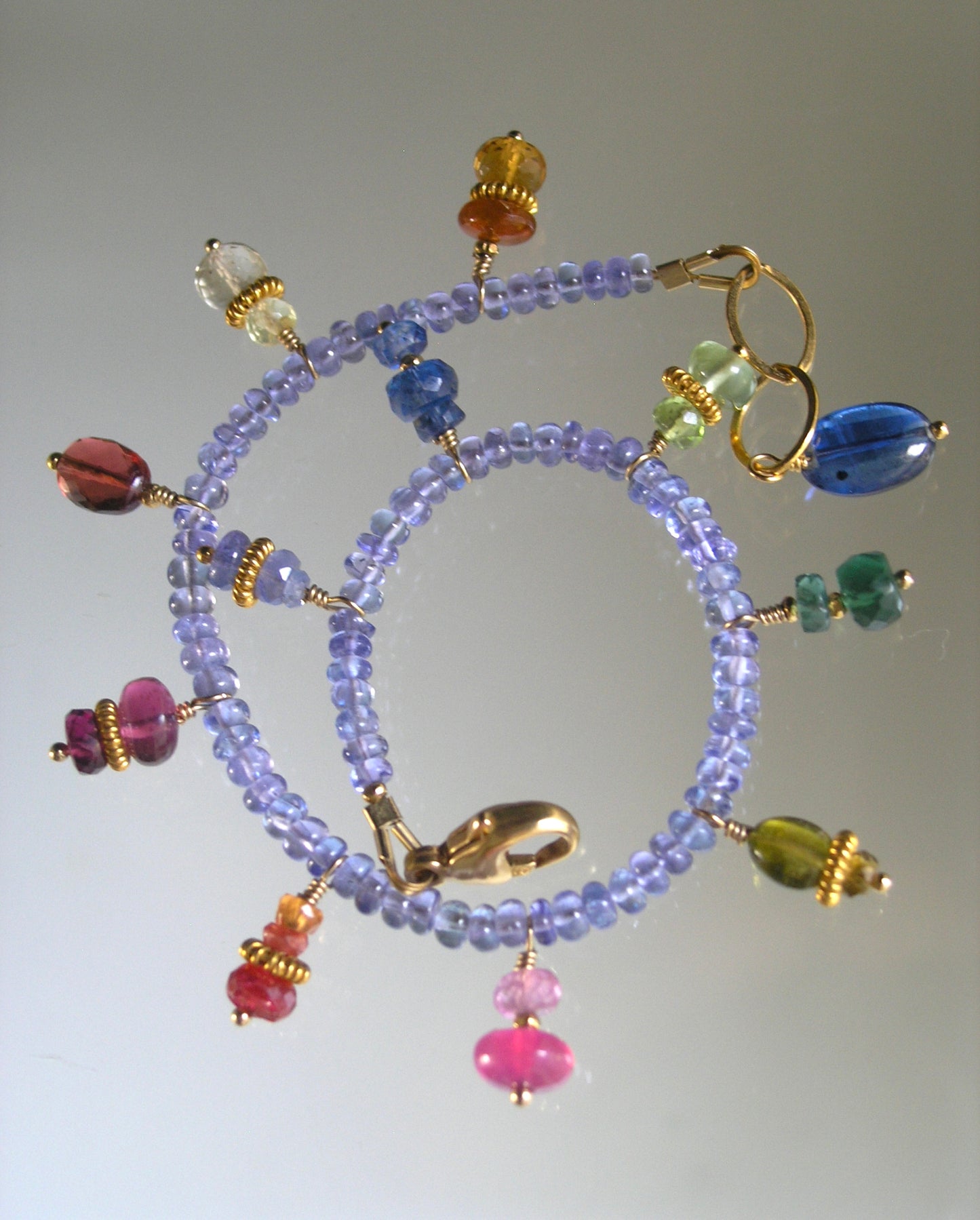 Tanzanite Bracelet w/ Multi Gemstone Charms