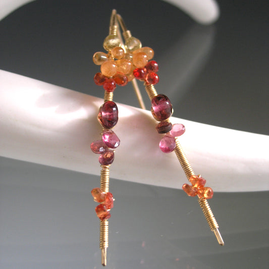 Sapphire 14k Gold Filled Linear Earrings