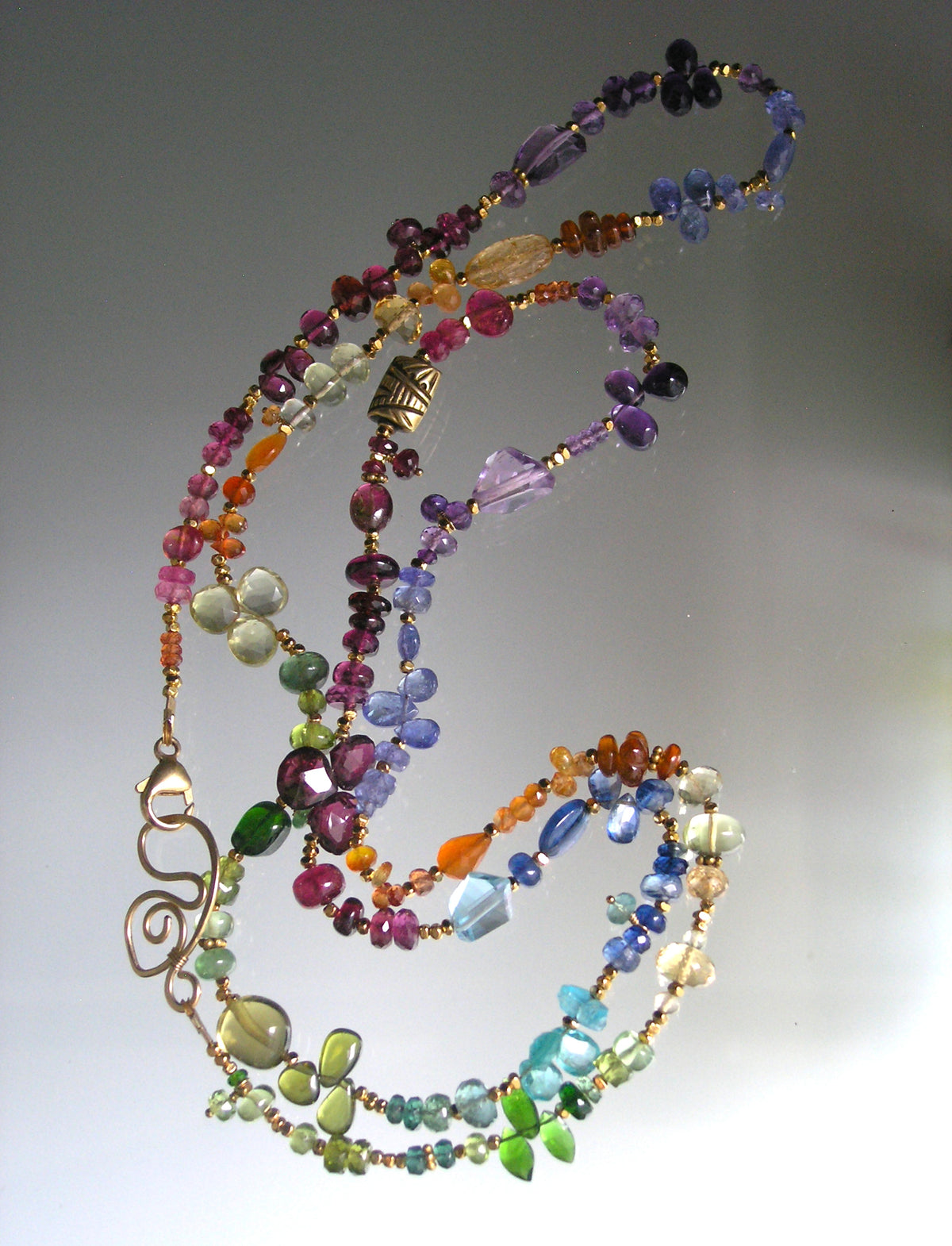 34” Rainbow Gemstone Vermeil Necklace
