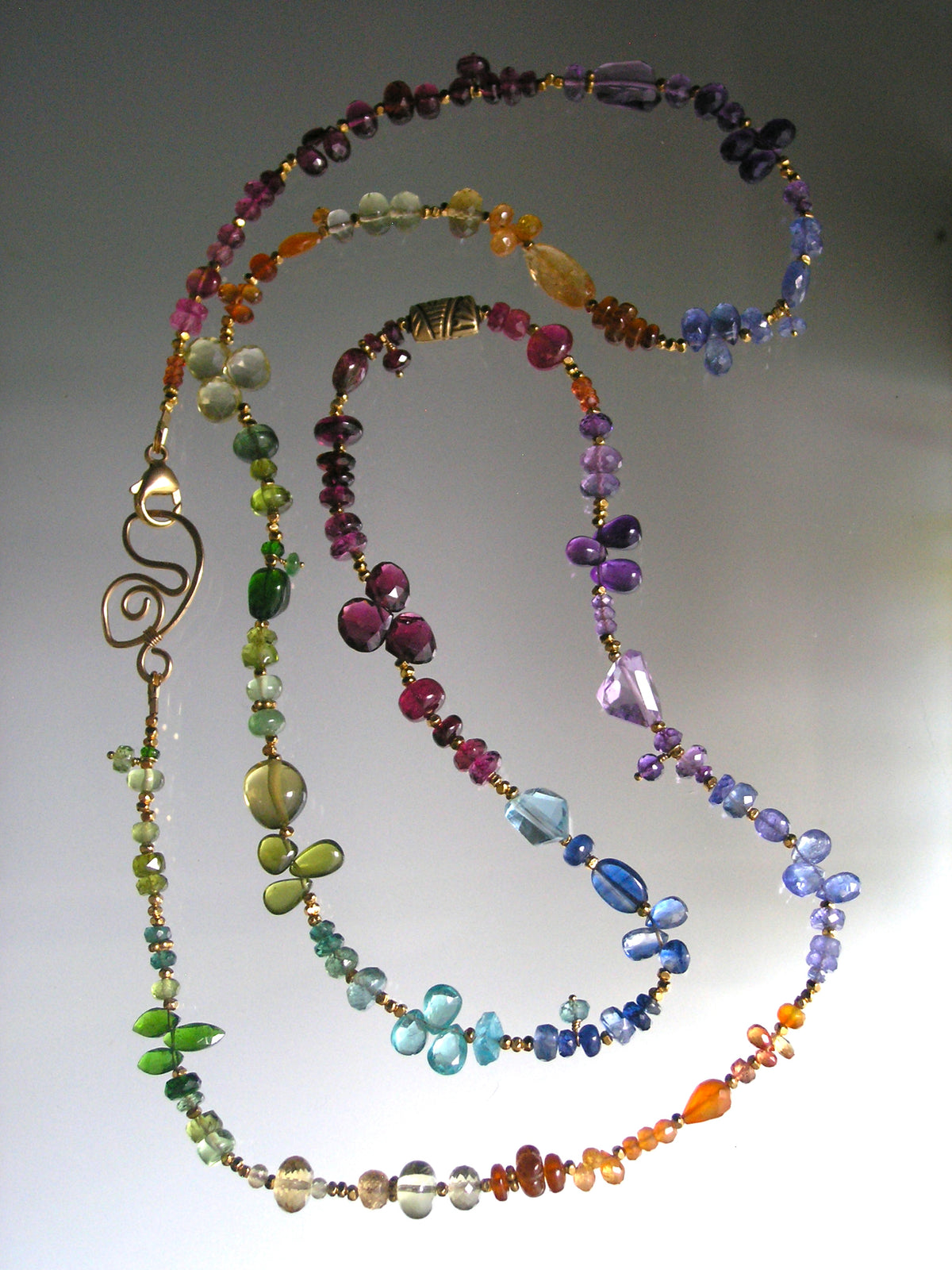 34” Rainbow Gemstone Vermeil Necklace
