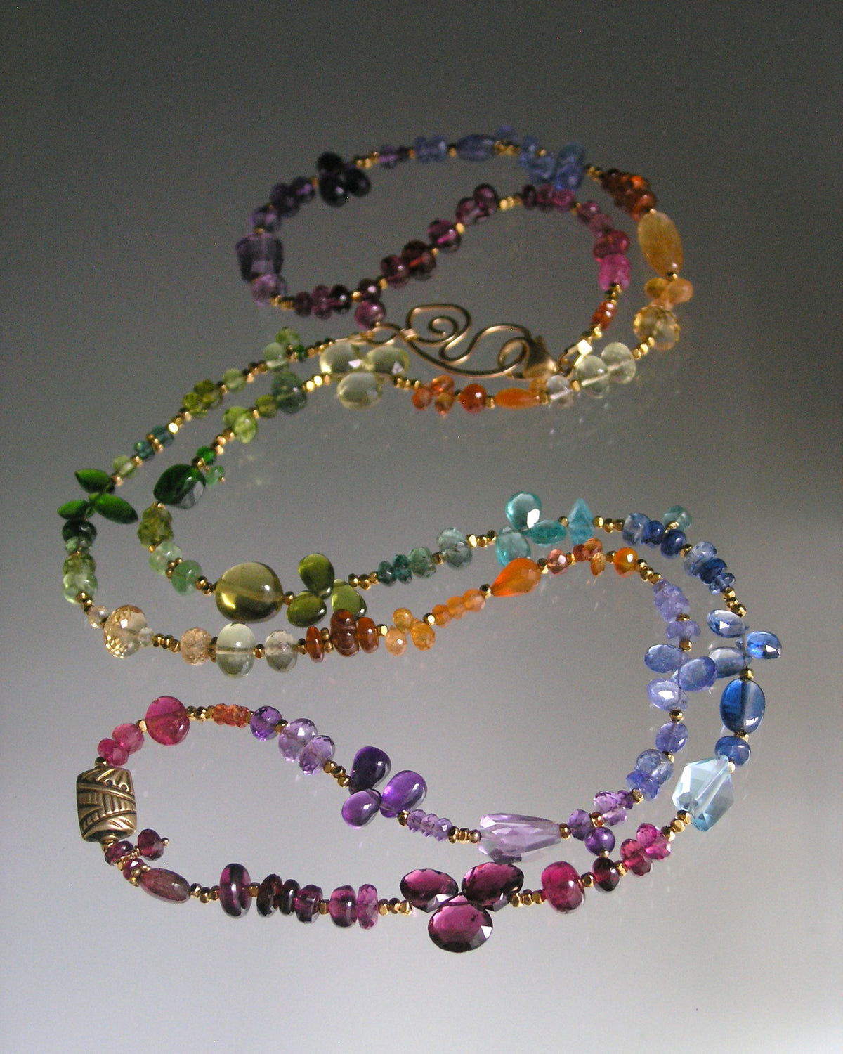 34” Rainbow Gemstone Vermeil Necklace