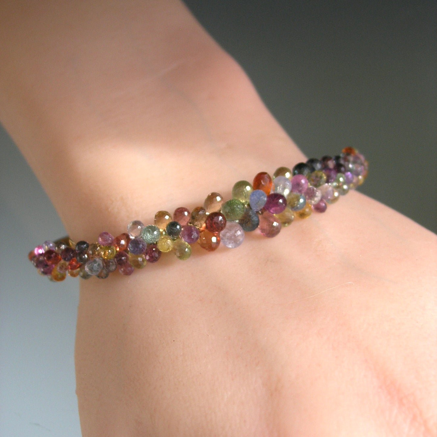 Multi Sapphire Encrusted Gold Filled Cuff