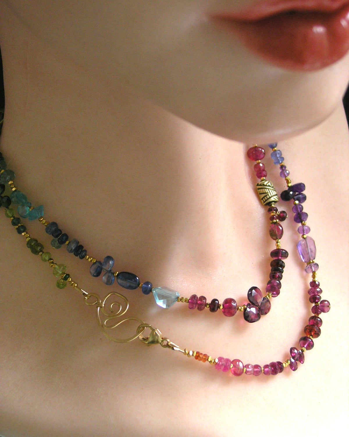 34” Rainbow Gemstone Vermeil Necklace