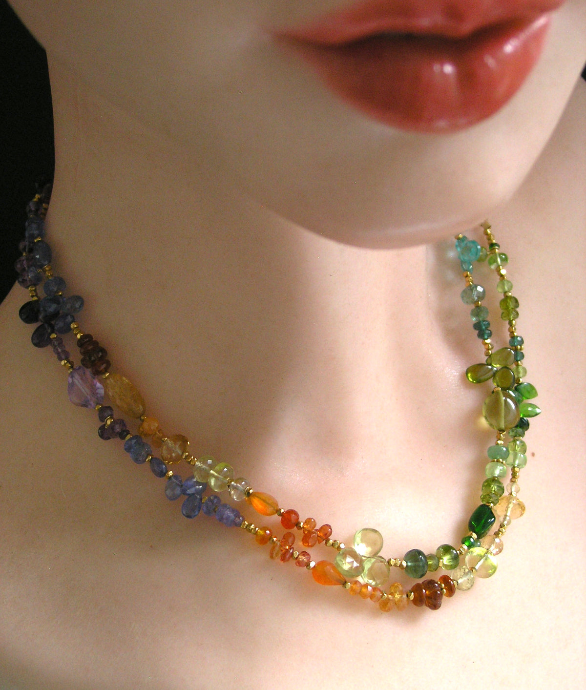 34” Rainbow Gemstone Vermeil Necklace