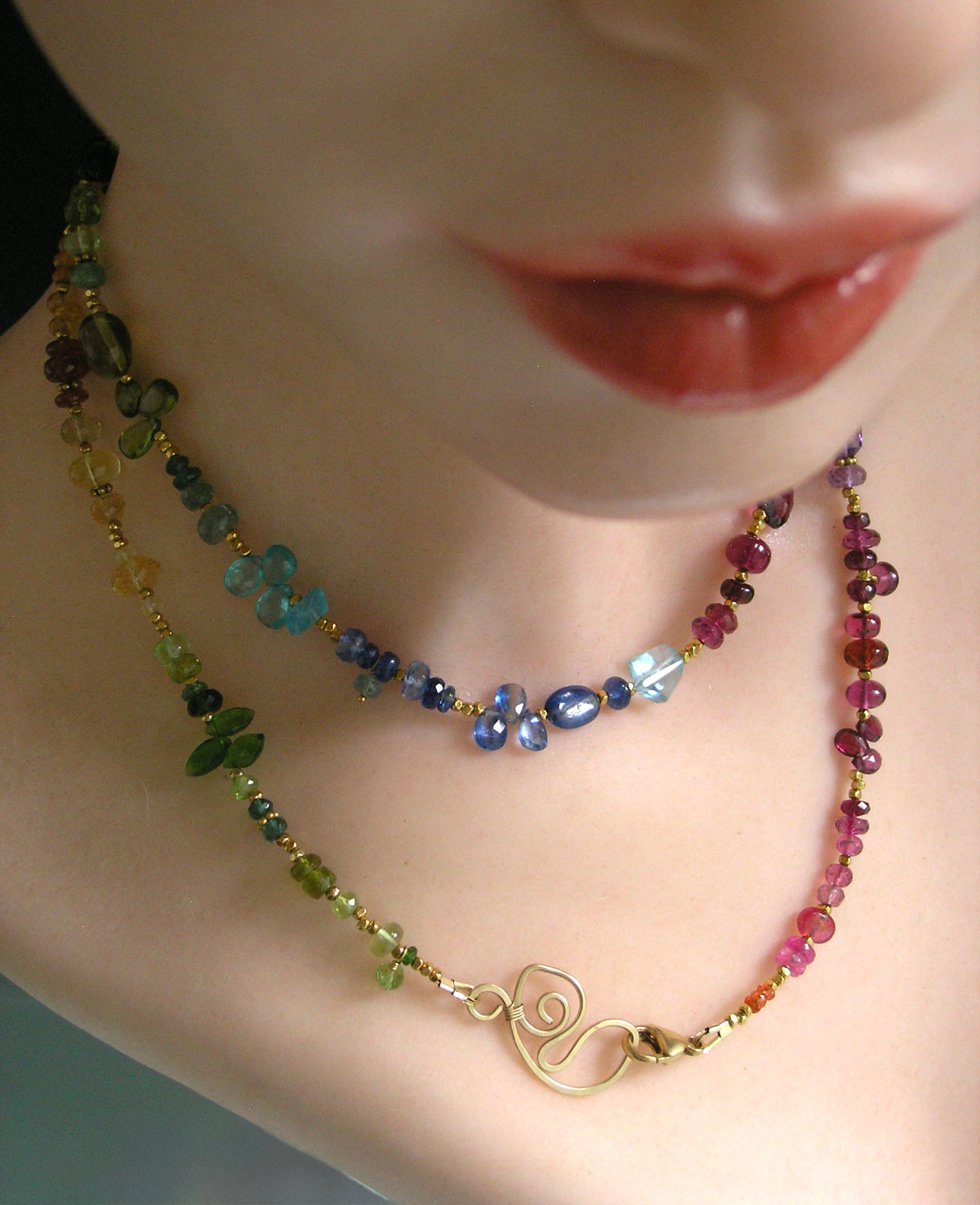 34” Rainbow Gemstone Vermeil Necklace
