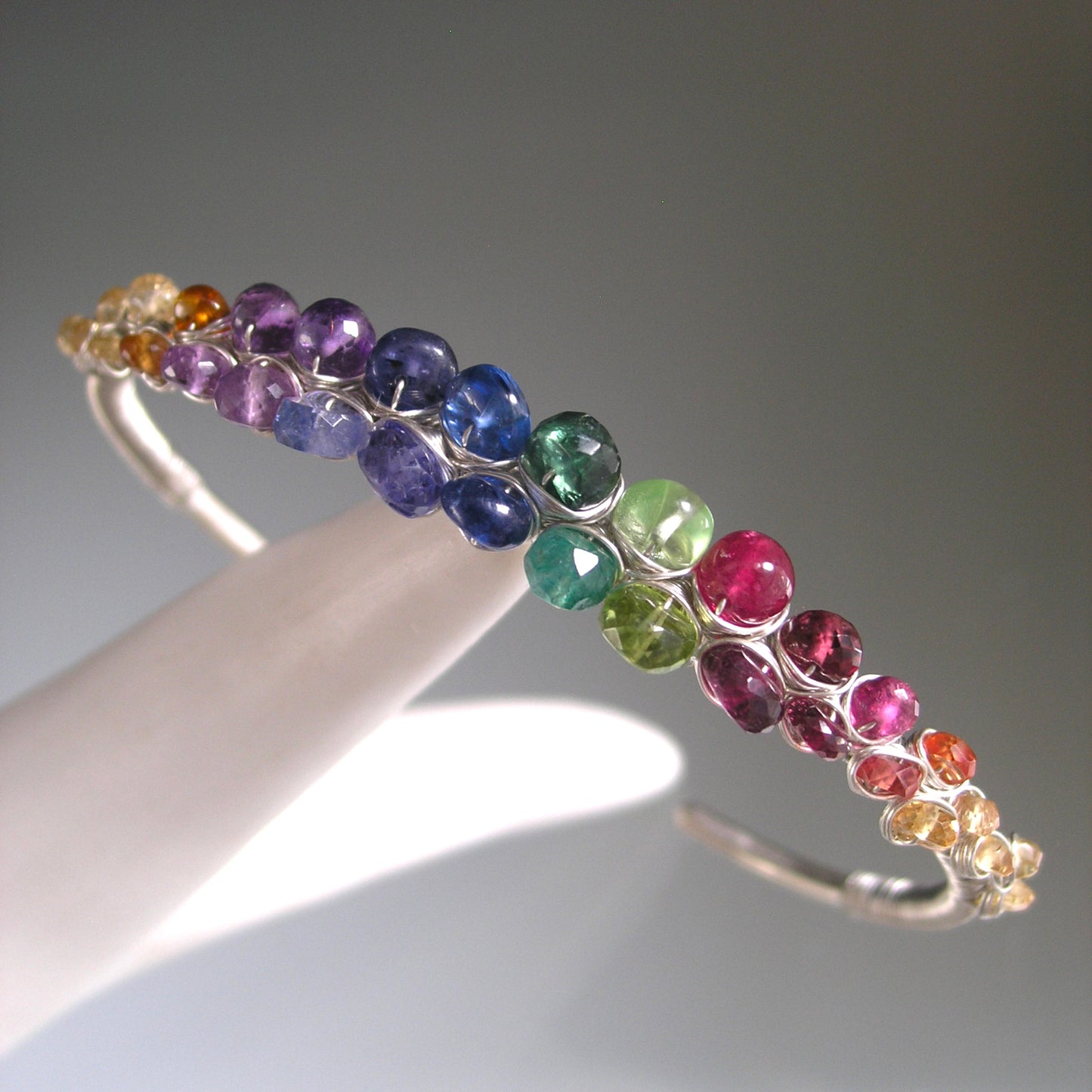 Rainbow Gemstone Sterling Silver Cuff