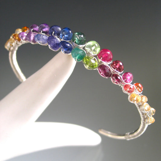 Rainbow Gemstone Sterling Silver Cuff