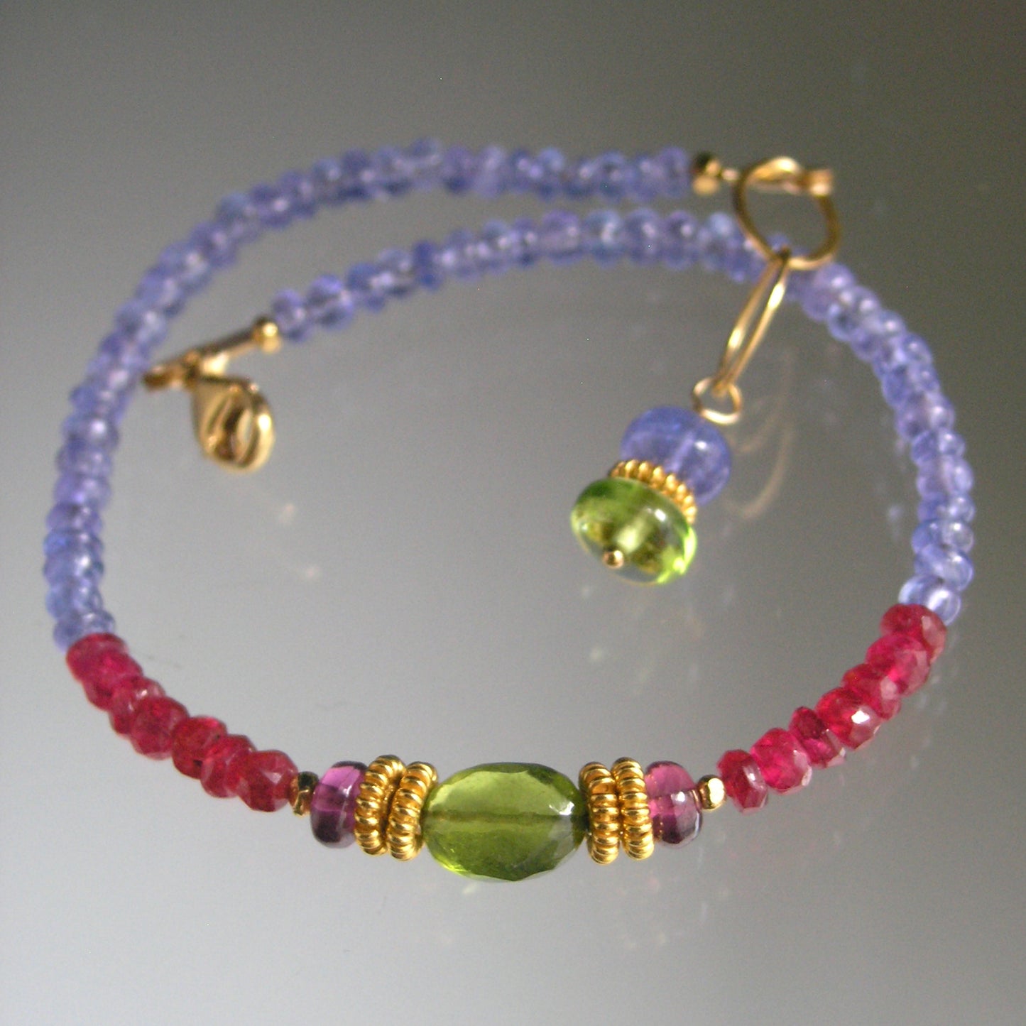 Tanzanite Vermeil Bracelet w/ Vesuvianite and Red Spinel