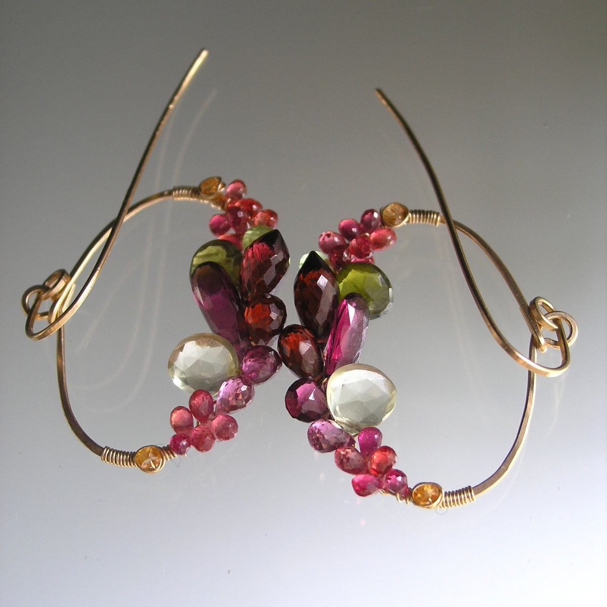 Multi Gemstone 14k Gold Filled Oval Hoop Earrings