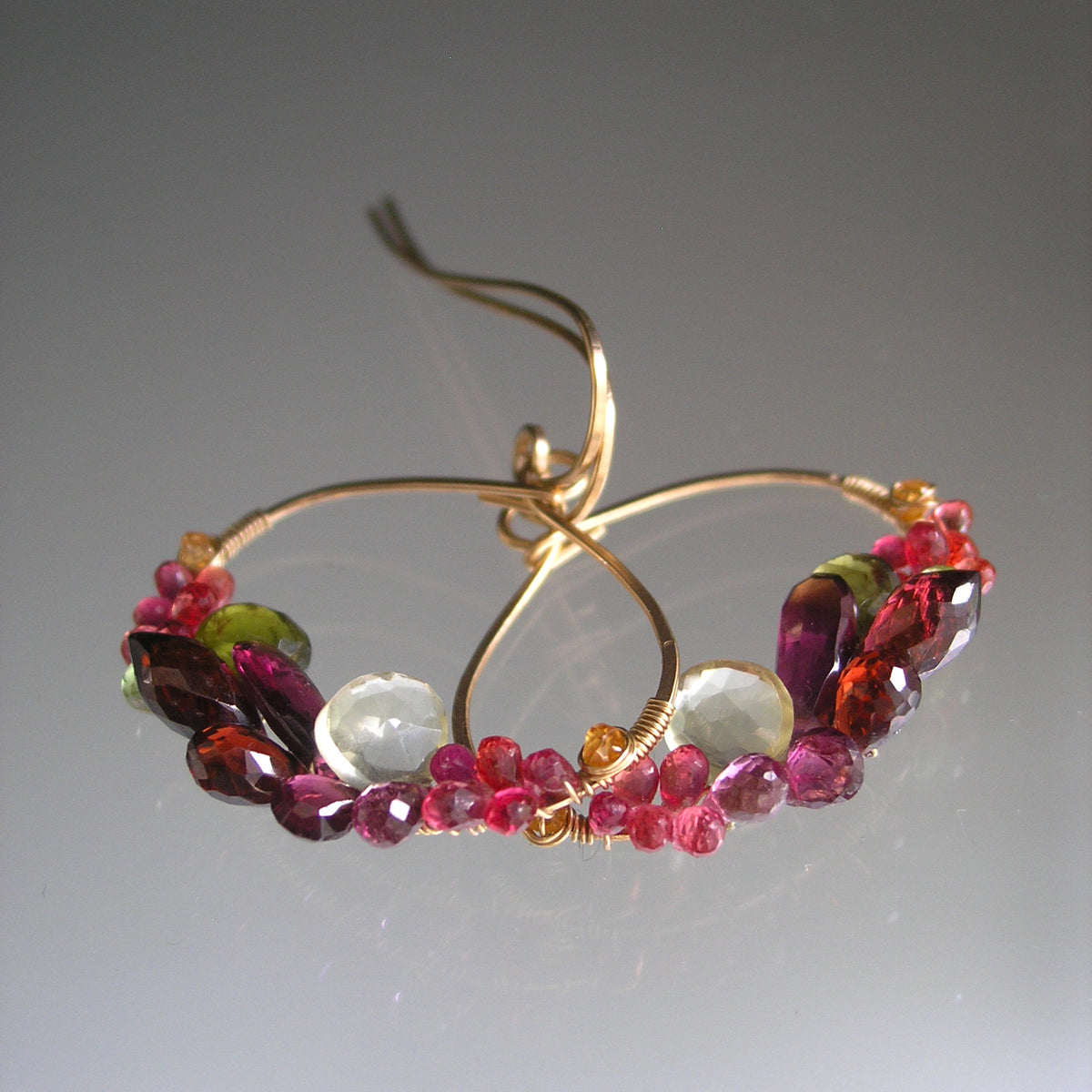 Multi Gemstone 14k Gold Filled Oval Hoop Earrings