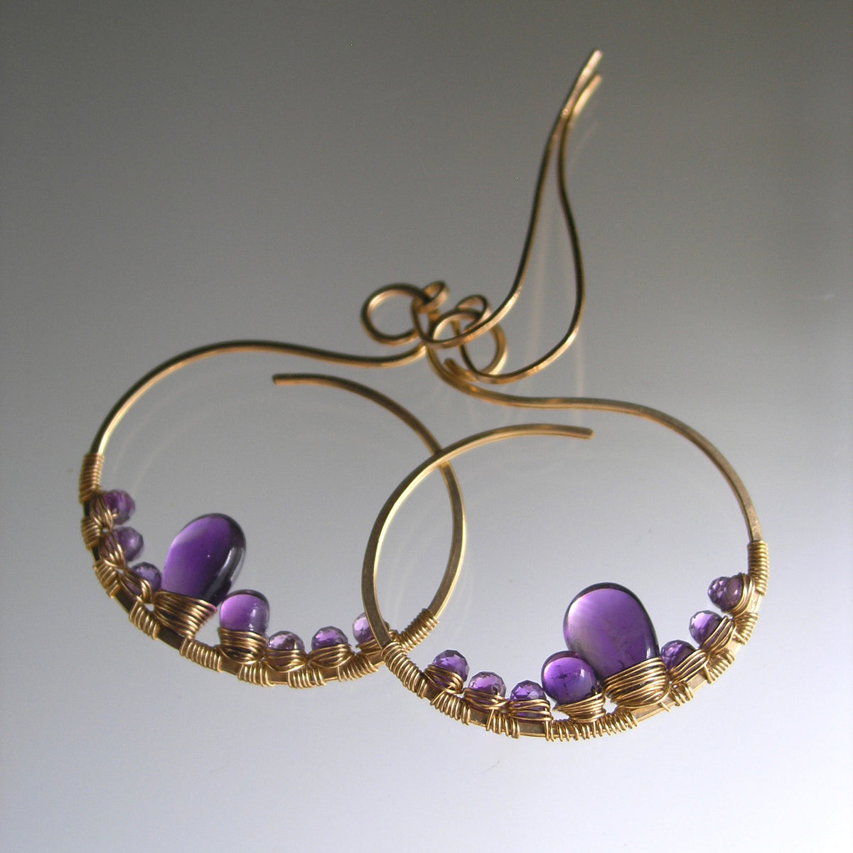 Amethyst Earrings in 14k Gold Filled Wire