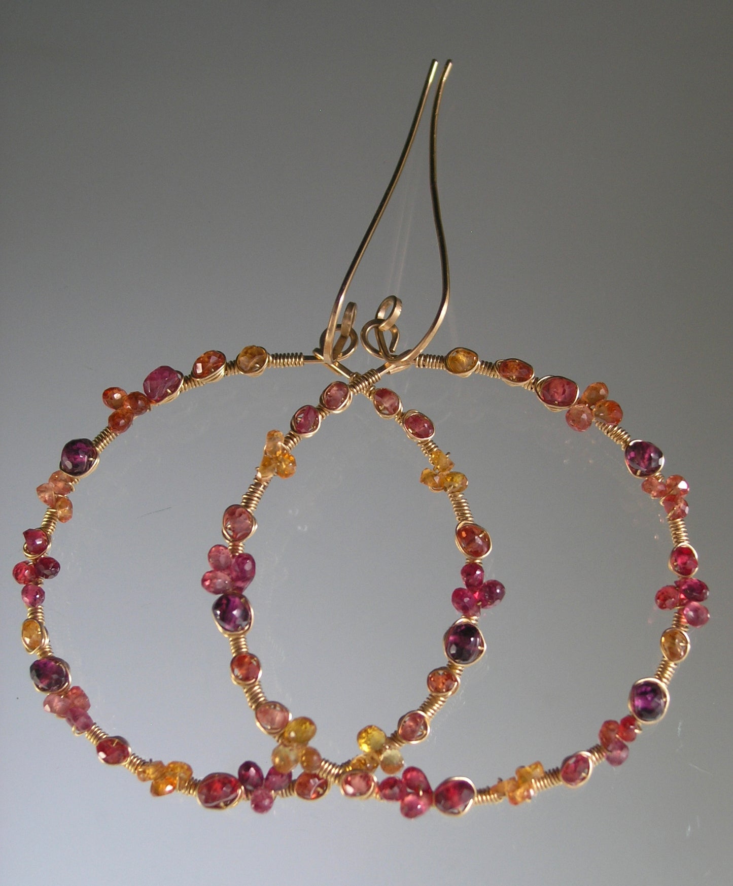 Multi Sapphire 14k Gold Filled Hoops in Warm Hues
