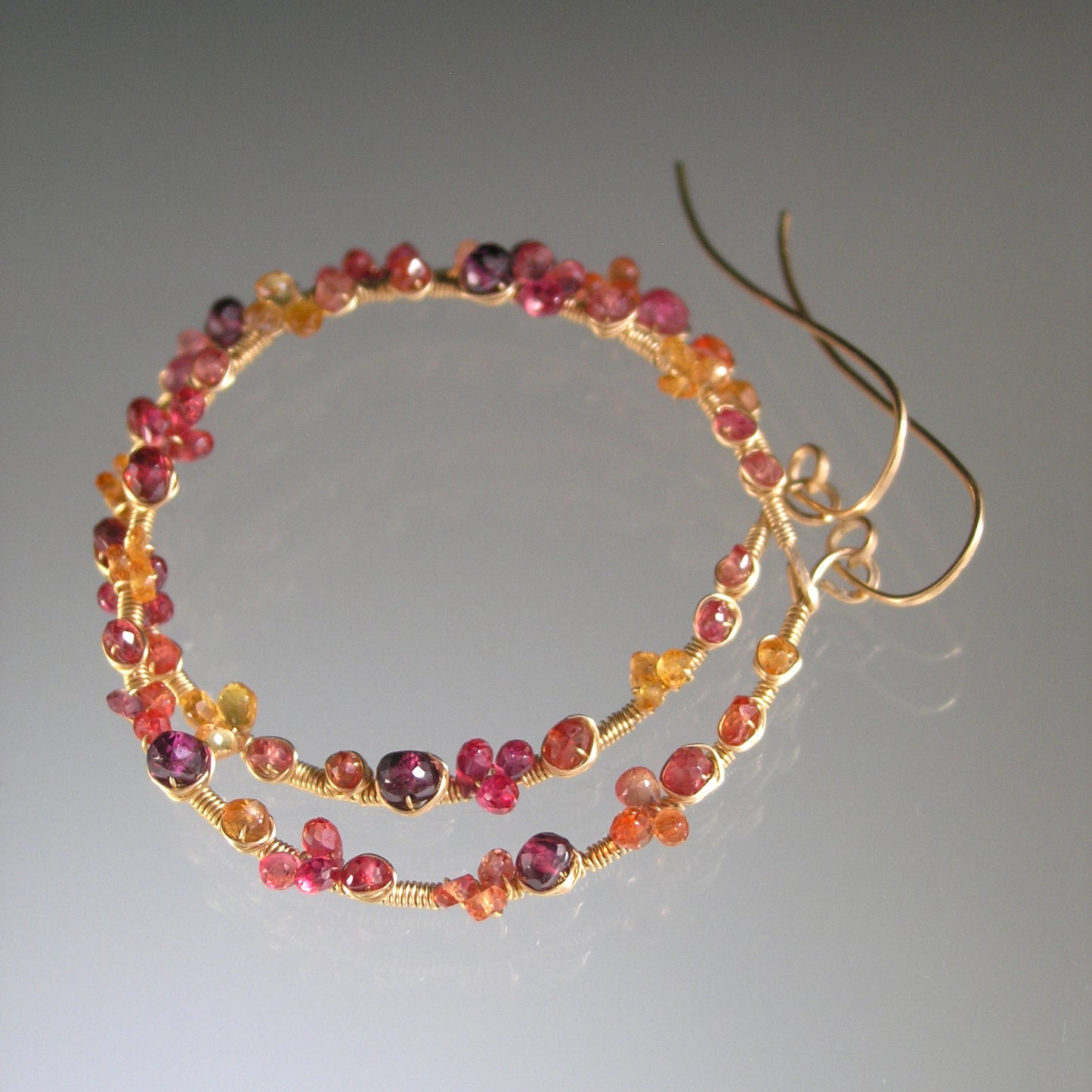 Multi Sapphire 14k Gold Filled Hoops in Warm Hues