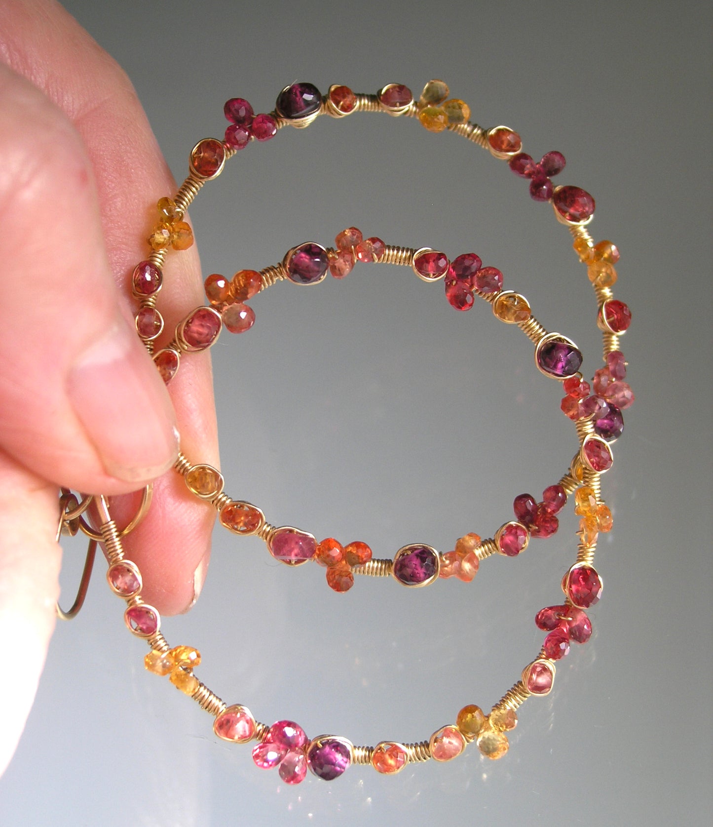 Multi Sapphire 14k Gold Filled Hoops in Warm Hues