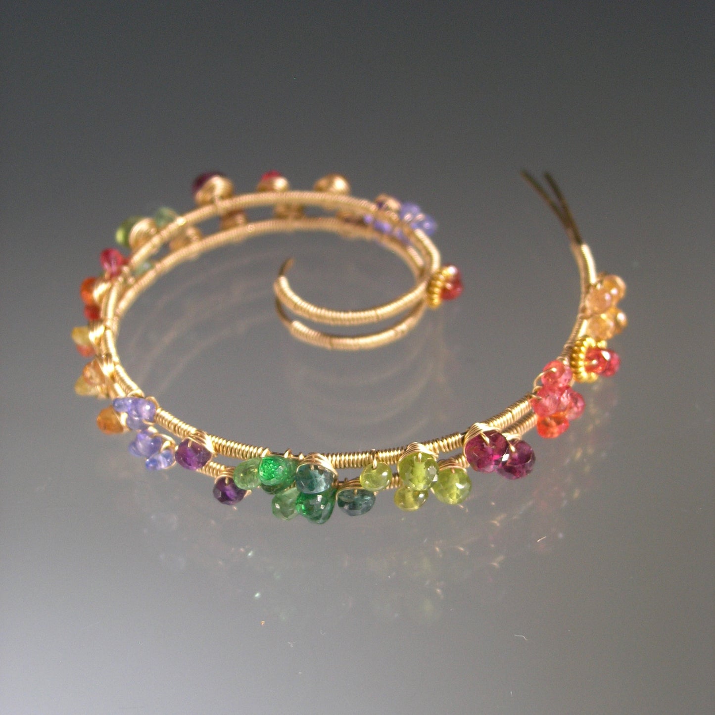 Gemstone 14k Gold Filled Spiral Hoops