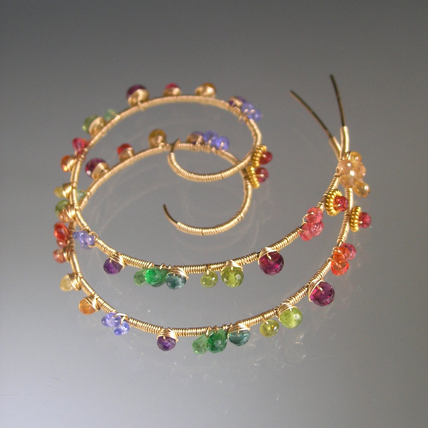 Gemstone 14k Gold Filled Spiral Hoops
