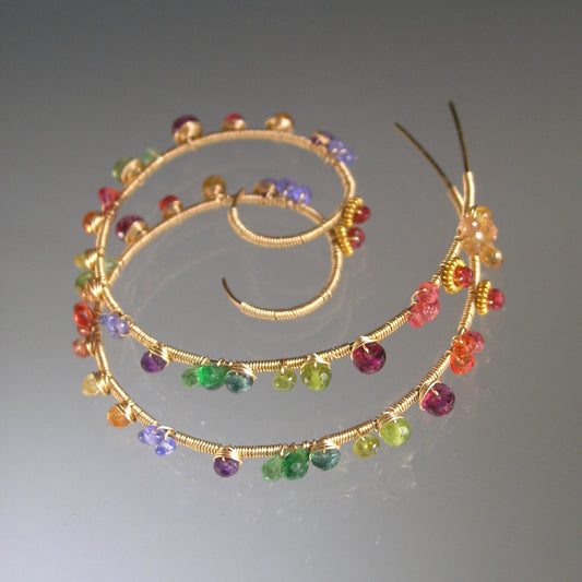 Gemstone 14k Gold Filled Spiral Hoops
