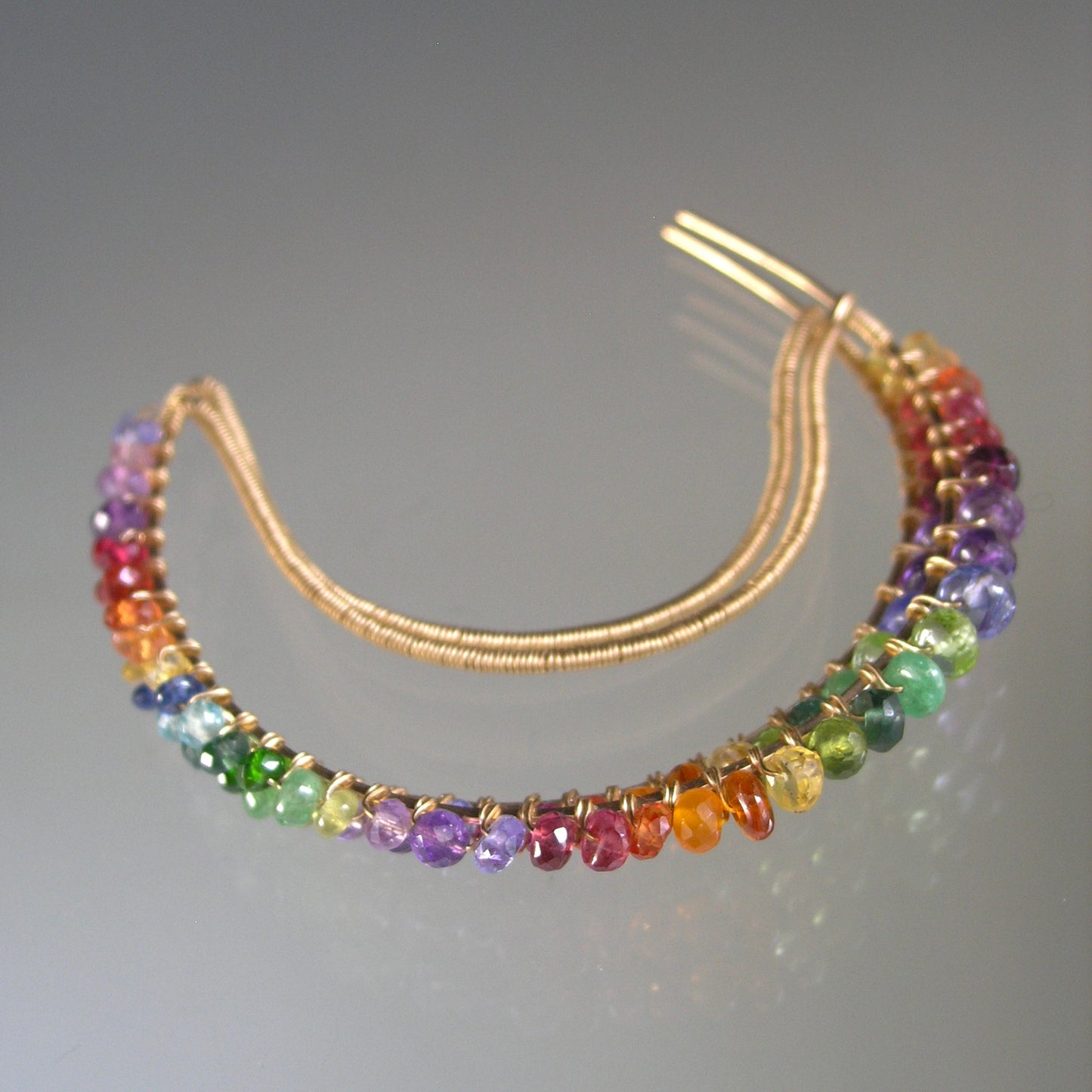 Crescent Rainbow Gemstone Earrings in 14k Gold Fill