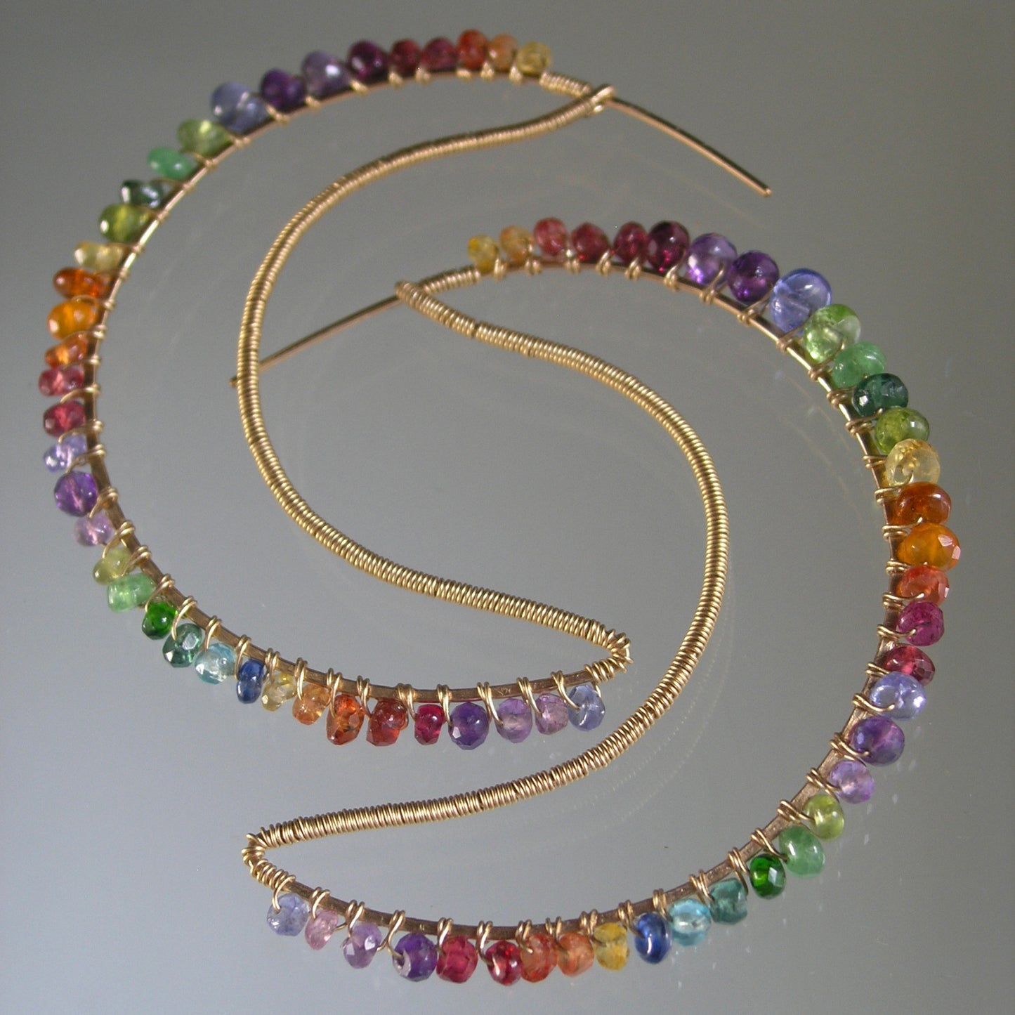 Crescent Rainbow Gemstone Earrings in 14k Gold Fill
