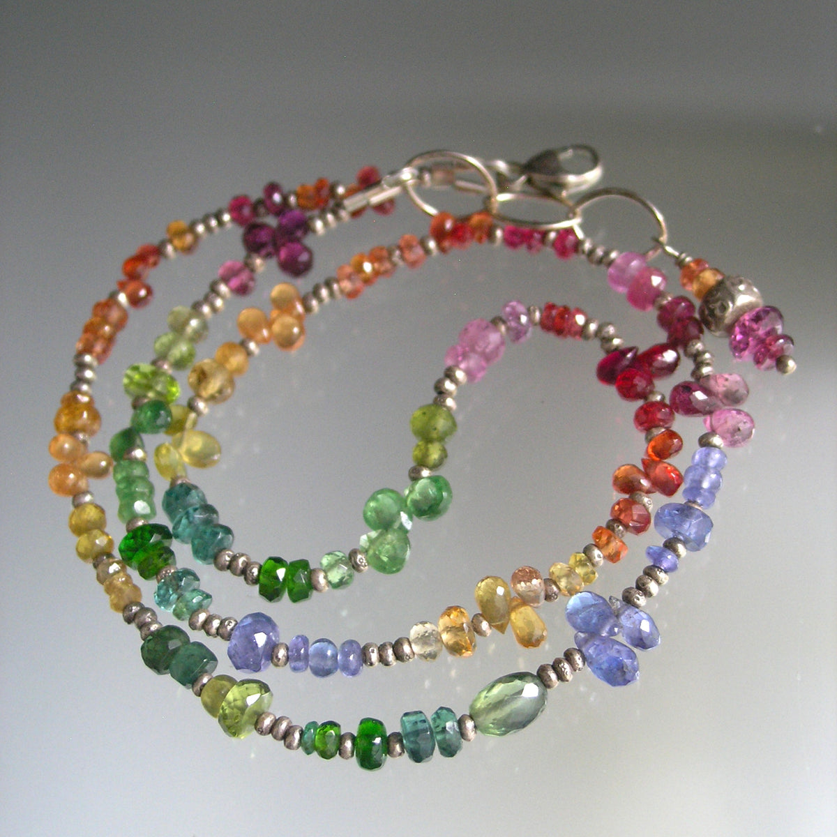 Rainbow Gemstone Sterling Silver Choker