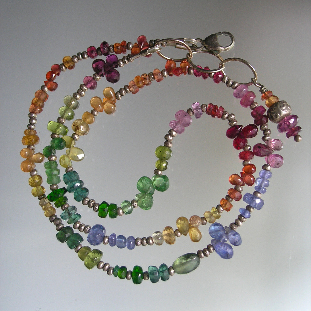 Rainbow Gemstone Sterling Silver Choker