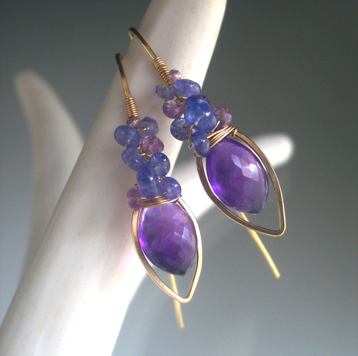 Amethyst Tanzanite 14k Gold Filled Earrings