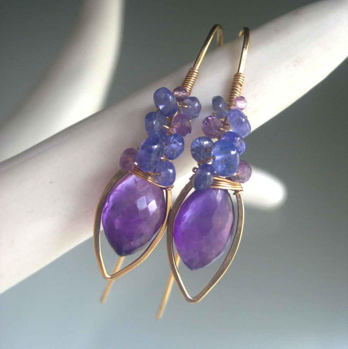 Amethyst Tanzanite 14k Gold Filled Earrings