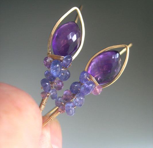 Amethyst Tanzanite 14k Gold Filled Earrings