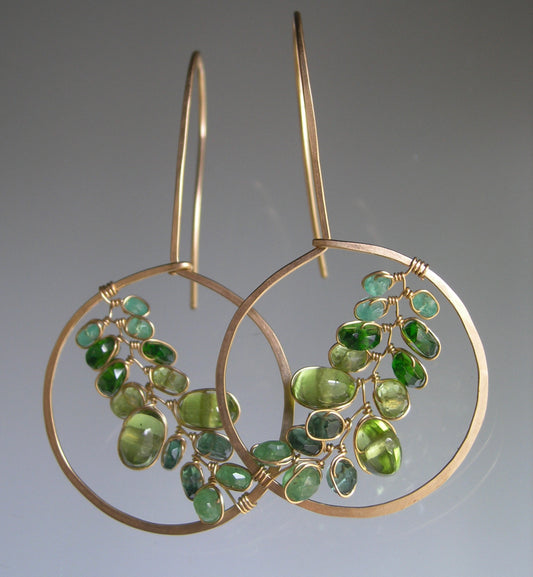 Peridot 14k Gold Filled Drop Hoop Earrings