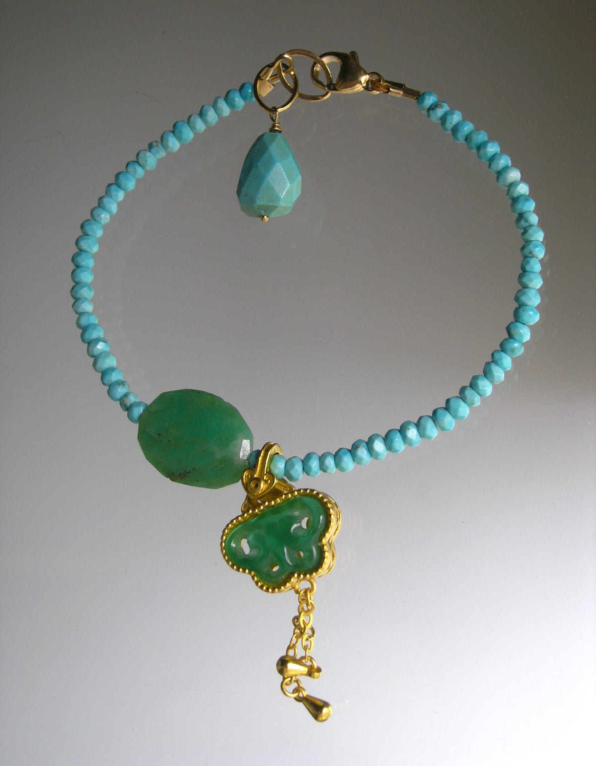 Turquoise Butterfly Bracelet w/ Green Chrysoprase