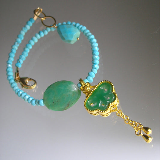 Turquoise Butterfly Bracelet w/ Green Chrysoprase