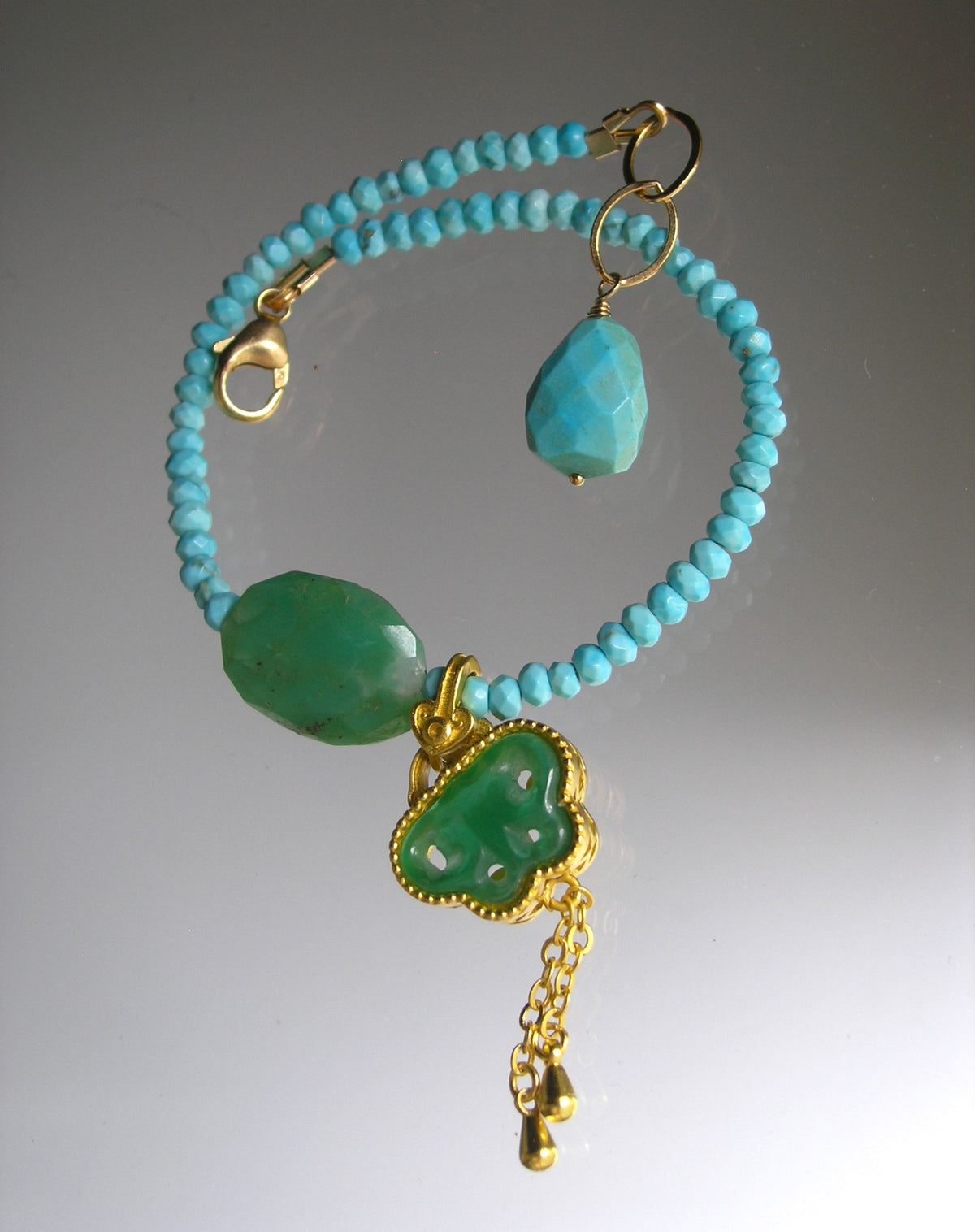 Turquoise Butterfly Bracelet w/ Green Chrysoprase