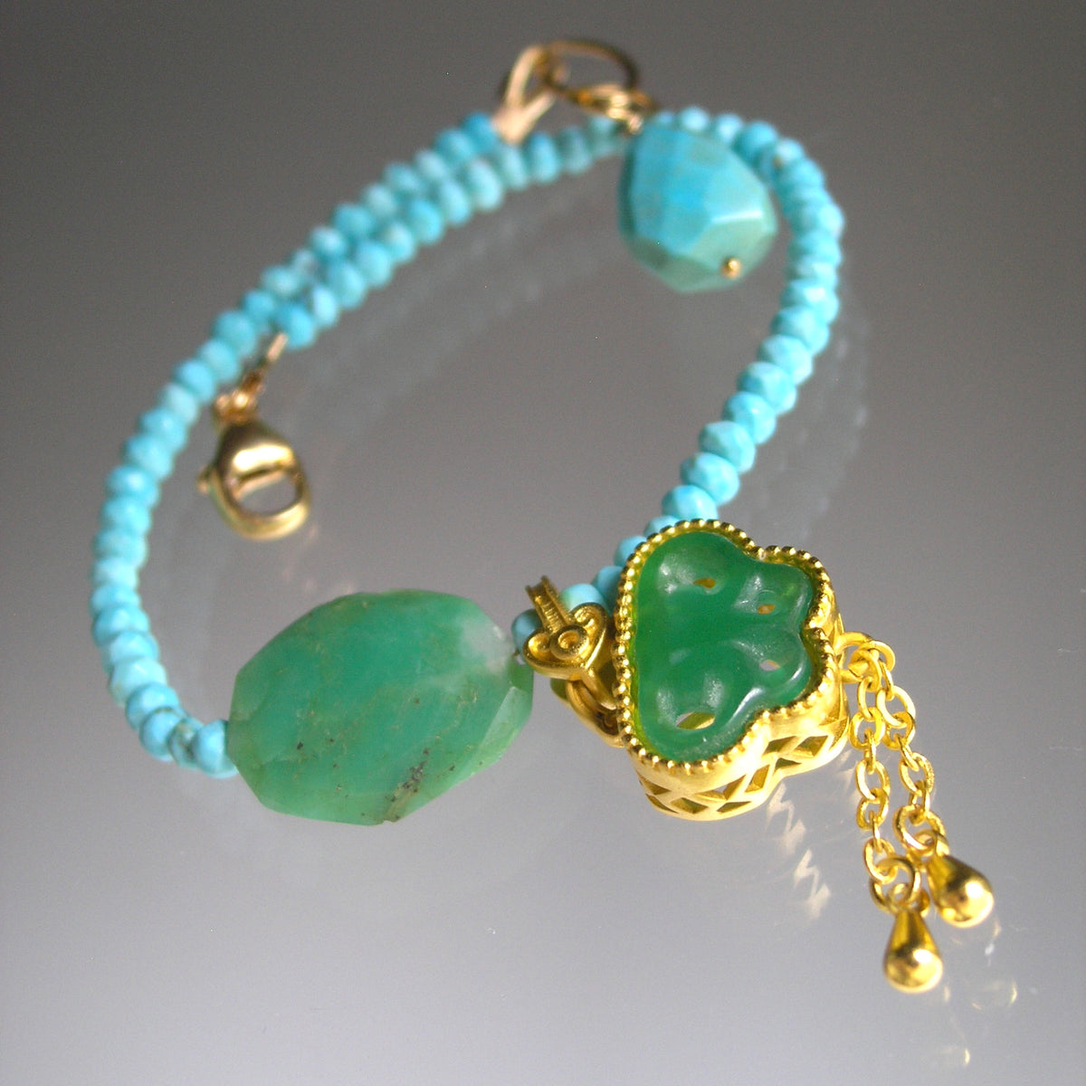 Turquoise Butterfly Bracelet w/ Green Chrysoprase