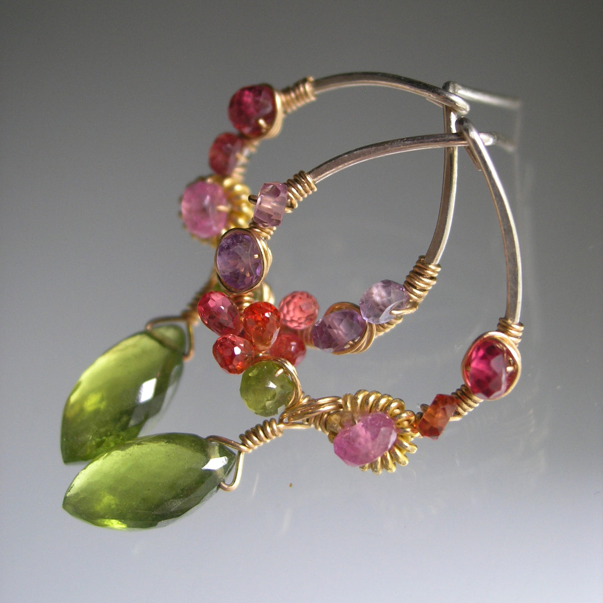 Small Gemstone Teardop Post Earrings in Sterling & 14k Gold Filled