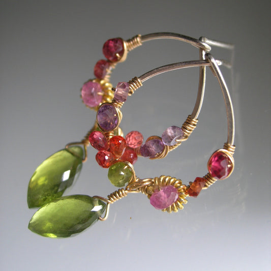 Small Gemstone Teardop Post Earrings in Sterling & 14k Gold Filled