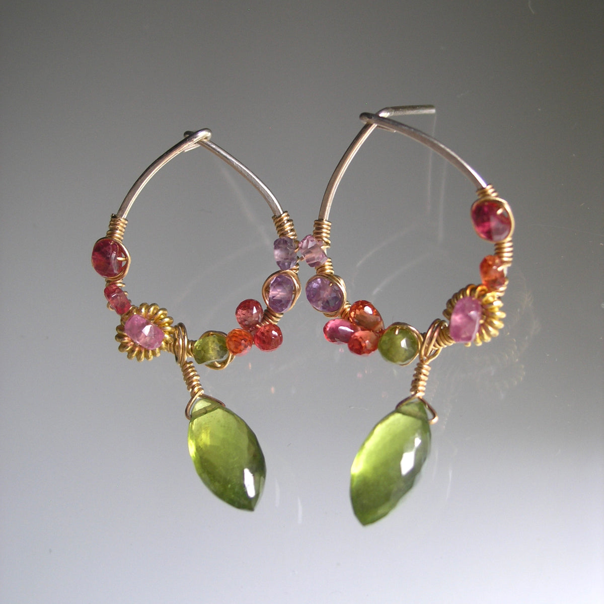 Small Gemstone Teardop Post Earrings in Sterling & 14k Gold Filled