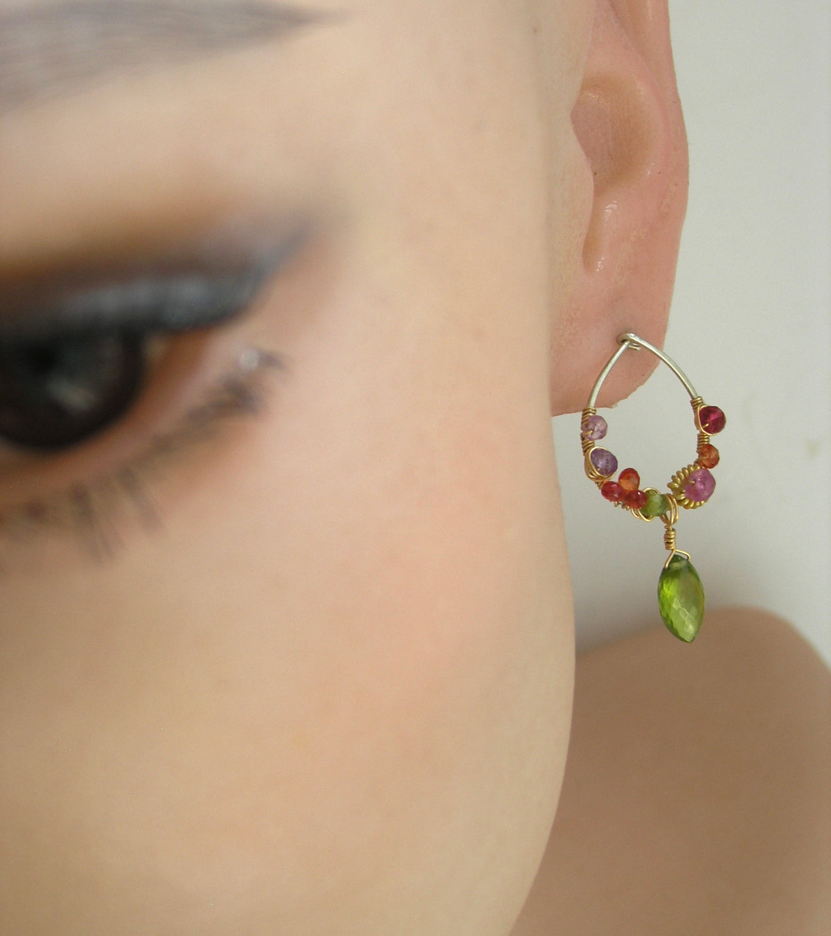 Small Gemstone Teardop Post Earrings in Sterling & 14k Gold Filled