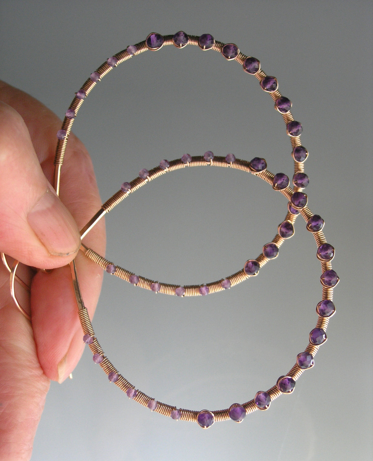Rose Gold Filled Amethyst Hoops