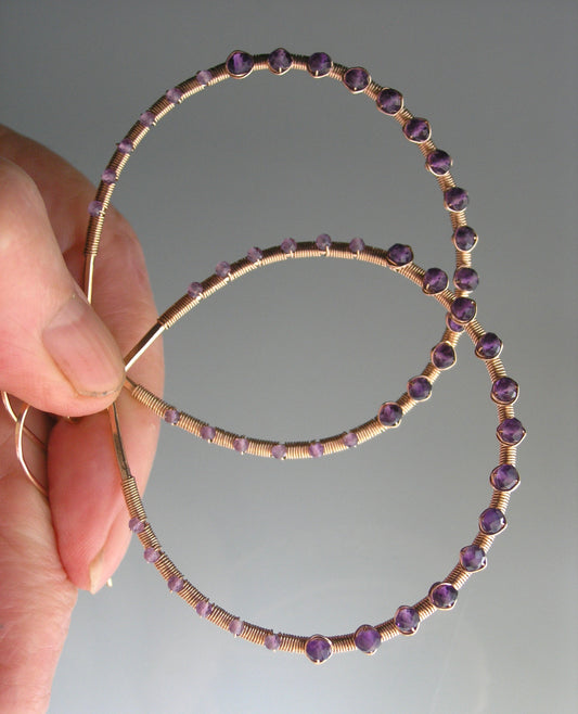 Rose Gold Filled Amethyst Hoops